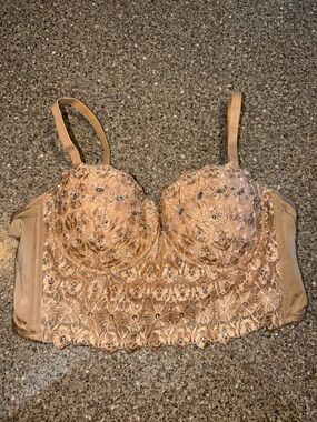 Windsor Rhinestone Nude Lace Longline Bustier